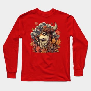 The Viking-era dog guards its herd in the autumn air Long Sleeve T-Shirt